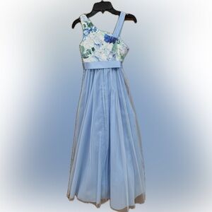 Floral Blue Kids Formal Dress